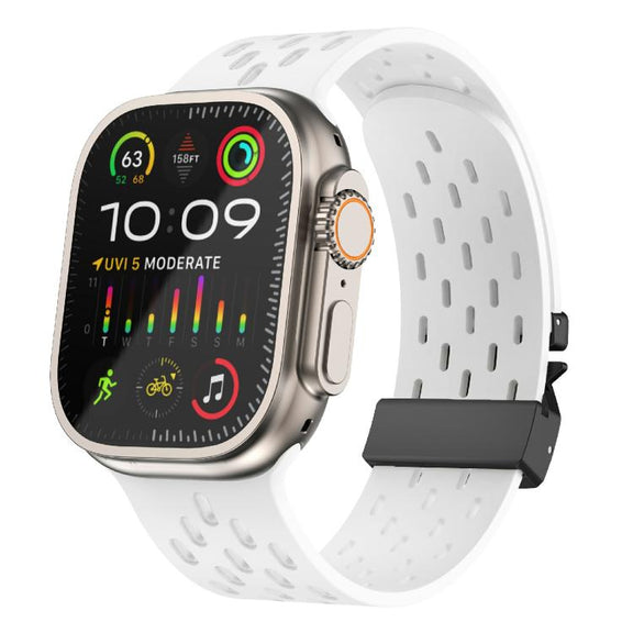 For Apple Watch 42mm / 41mm / 40mm / 38mm Kalebol Mesh Umbrella Buckle Silicone Watch Strap(White)