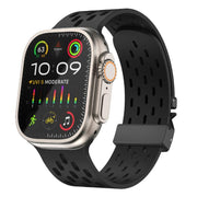 For Apple Watch 42mm / 41mm / 40mm / 38mm Kalebol Mesh Umbrella Buckle Silicone Watch Strap(Black)