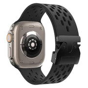 For Apple Watch 42mm / 41mm / 40mm / 38mm Kalebol Mesh Umbrella Buckle Silicone Watch Strap(Black)