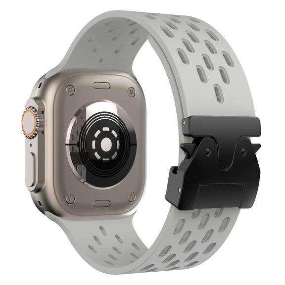 For Apple Watch 42mm / 41mm / 40mm / 38mm Kalebol Mesh Umbrella Buckle Silicone Watch Strap(Grey)