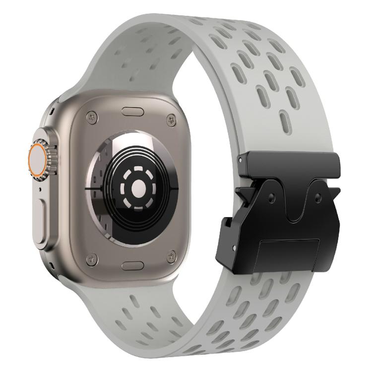 For Apple Watch 42mm / 41mm / 40mm / 38mm Kalebol Mesh Umbrella Buckle Silicone Watch Strap(Grey)