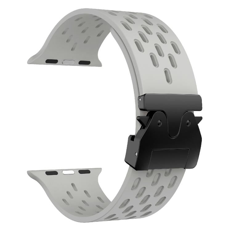 For Apple Watch 42mm / 41mm / 40mm / 38mm Kalebol Mesh Umbrella Buckle Silicone Watch Strap(Grey)