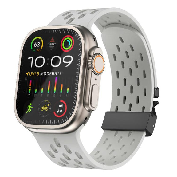 For Apple Watch 42mm / 41mm / 40mm / 38mm Kalebol Mesh Umbrella Buckle Silicone Watch Strap(Grey)