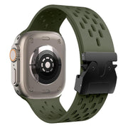 For Apple Watch 42mm / 41mm / 40mm / 38mm Kalebol Mesh Umbrella Buckle Silicone Watch Strap(Army Green)