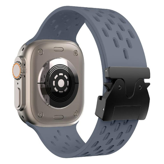 For Apple Watch 42mm / 41mm / 40mm / 38mm Kalebol Mesh Umbrella Buckle Silicone Watch Strap(Blue Grey)