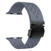 For Apple Watch 42mm / 41mm / 40mm / 38mm Kalebol Mesh Umbrella Buckle Silicone Watch Strap(Blue Grey)