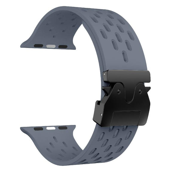 For Apple Watch 42mm / 41mm / 40mm / 38mm Kalebol Mesh Umbrella Buckle Silicone Watch Strap(Blue Grey)
