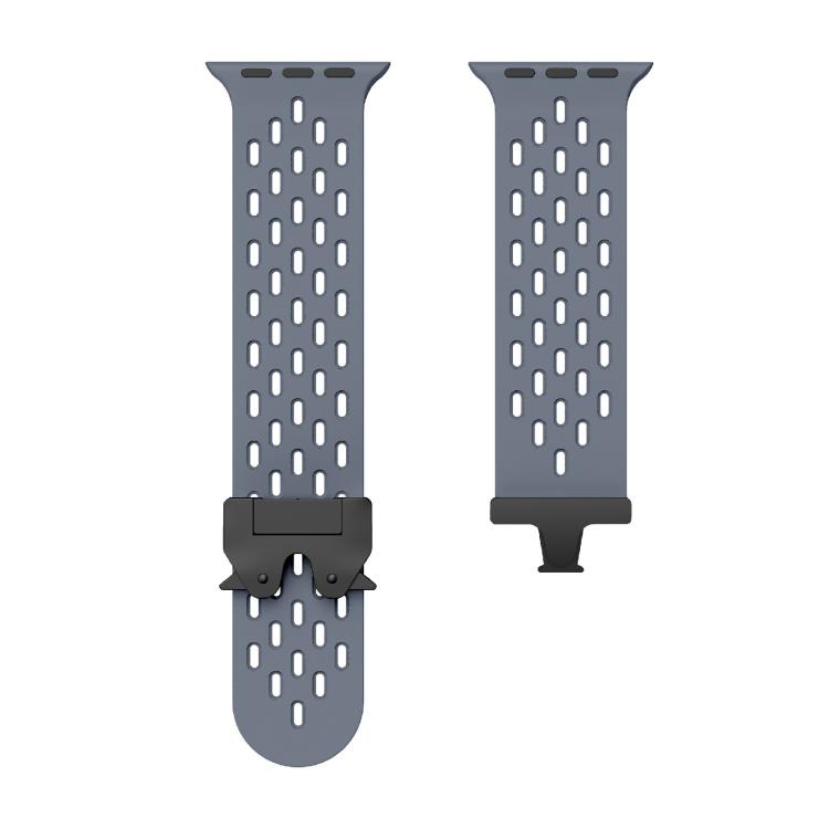For Apple Watch 42mm / 41mm / 40mm / 38mm Kalebol Mesh Umbrella Buckle Silicone Watch Strap(Blue Grey)