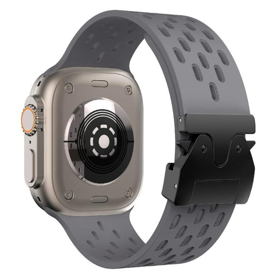 For Apple Watch 42mm / 41mm / 40mm / 38mm Kalebol Mesh Umbrella Buckle Silicone Watch Strap(Space Grey)
