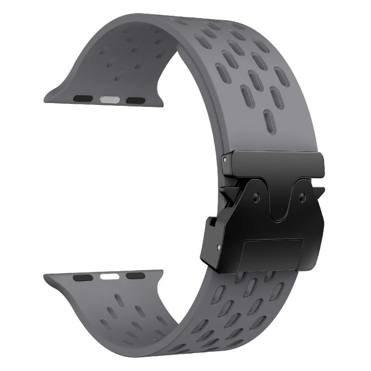 For Apple Watch 42mm / 41mm / 40mm / 38mm Kalebol Mesh Umbrella Buckle Silicone Watch Strap(Space Grey)