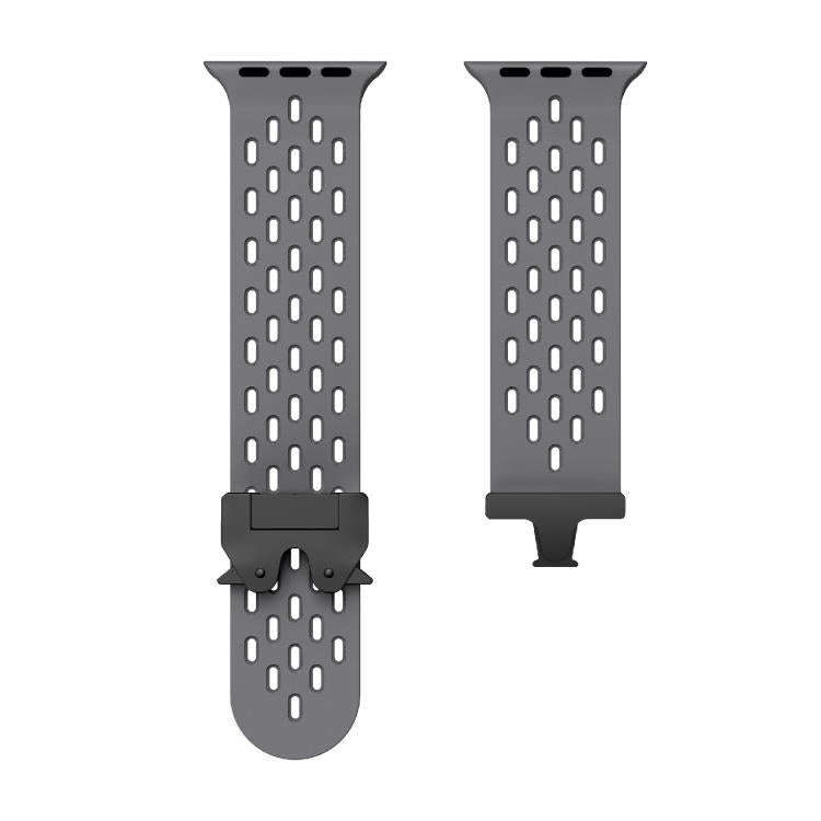 For Apple Watch 42mm / 41mm / 40mm / 38mm Kalebol Mesh Umbrella Buckle Silicone Watch Strap(Space Grey)