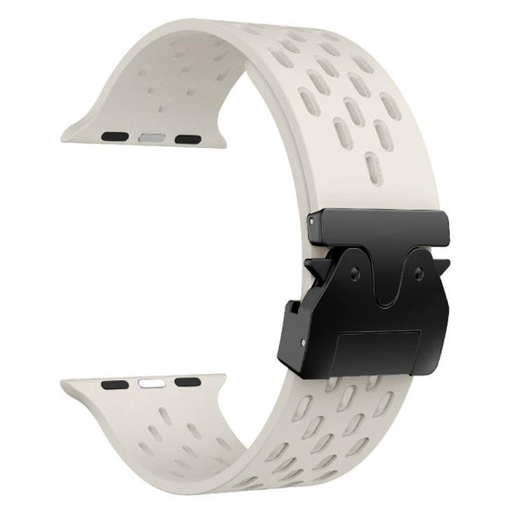 For Apple Watch 42mm / 41mm / 40mm / 38mm Kalebol Mesh Umbrella Buckle Silicone Watch Strap(Starlight)