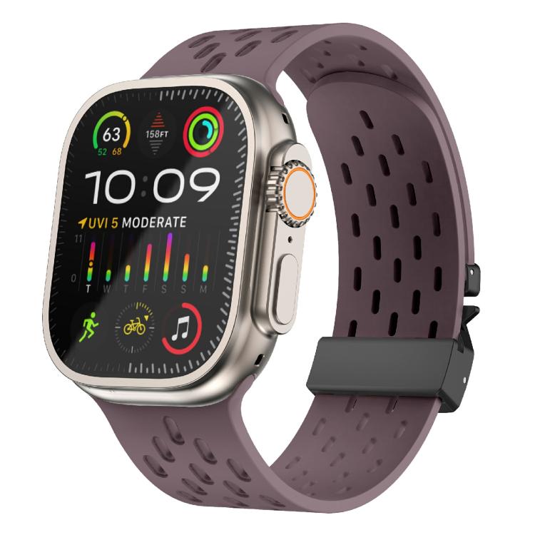 For Apple Watch 42mm / 41mm / 40mm / 38mm Kalebol Mesh Umbrella Buckle Silicone Watch Strap(Smoky Purple) - Watch Bands by Kalebol | Online Shopping South Africa | PMC TechLife | Buy Now Pay Later Mobicred