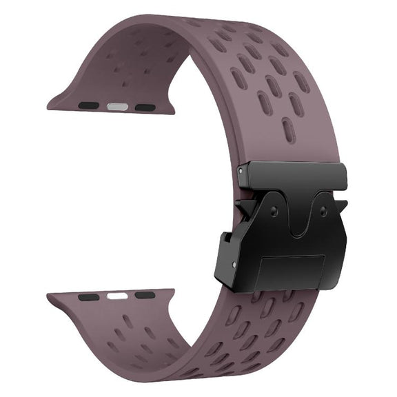 For Apple Watch 42mm / 41mm / 40mm / 38mm Kalebol Mesh Umbrella Buckle Silicone Watch Strap(Smoky Purple)