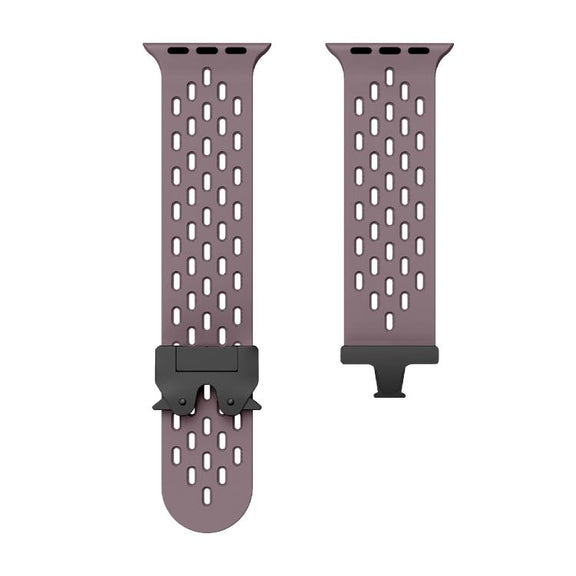 For Apple Watch 42mm / 41mm / 40mm / 38mm Kalebol Mesh Umbrella Buckle Silicone Watch Strap(Smoky Purple)