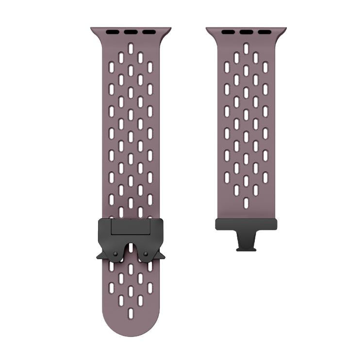 For Apple Watch 42mm / 41mm / 40mm / 38mm Kalebol Mesh Umbrella Buckle Silicone Watch Strap(Smoky Purple)