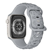 For Apple Watch 46mm / 49mm / 45mm / 44mm Embossed 3D Rose Flower Silicone Watch Band(Grey)