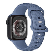 For Apple Watch 42mm / 41mm / 40mm / 38mm Embossed 3D Rose Flower Silicone Watch Band(Blue)