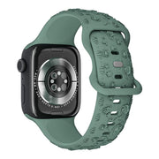 For Apple Watch 42mm / 41mm / 40mm / 38mm Embossed 3D Rose Flower Silicone Watch Band(Green)