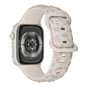 For Apple Watch 42mm / 41mm / 40mm / 38mm Embossed 3D Rose Flower Silicone Watch Band(Starlight)