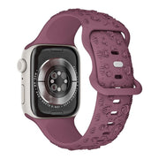 For Apple Watch 42mm / 41mm / 40mm / 38mm Embossed 3D Rose Flower Silicone Watch Band(Smoke Purple)