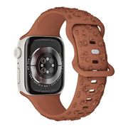 For Apple Watch 42mm / 41mm / 40mm / 38mm Embossed 3D Rose Flower Silicone Watch Band(Brown)