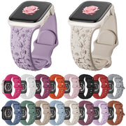 For Apple Watch 46mm / 49mm / 45mm / 44mm Embossed 3D Rose Flower Silicone Watch Band(Lilac)