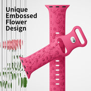 For Apple Watch 42mm / 41mm / 40mm / 38mm Embossed 3D Rose Flower Silicone Watch Band(Brown)