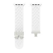 For Apple Watch 46mm / 49mm / 45mm / 44mm Kalebol Mesh Silver Umbrella Buckle Silicone Strap(White)