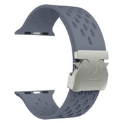 For Apple Watch 46mm / 49mm / 45mm / 44mm Kalebol Mesh Silver Umbrella Buckle Silicone Strap(Blue Grey)