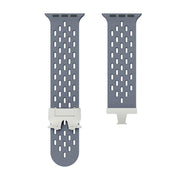 For Apple Watch 46mm / 49mm / 45mm / 44mm Kalebol Mesh Silver Umbrella Buckle Silicone Strap(Blue Grey)