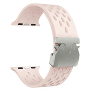 For Apple Watch 46mm / 49mm / 45mm / 44mm Kalebol Mesh Silver Umbrella Buckle Silicone Strap(Sand Pink)