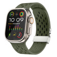 For Apple Watch 42mm / 41mm / 40mm / 38mm Kalebol Mesh Silver Umbrella Buckle Silicone Strap(Army Green) - free shipping - PMC TechLife - Order now!