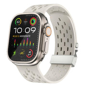 For Apple Watch 42mm / 41mm / 40mm / 38mm Kalebol Mesh Silver Umbrella Buckle Silicone Strap(Starlight)