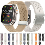 For Apple Watch 46mm / 49mm / 45mm / 44mm Kalebol Mesh Silver Umbrella Buckle Silicone Strap(White)