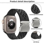 For Apple Watch 46mm / 49mm / 45mm / 44mm Kalebol Mesh Silver Umbrella Buckle Silicone Strap(Sand Pink)
