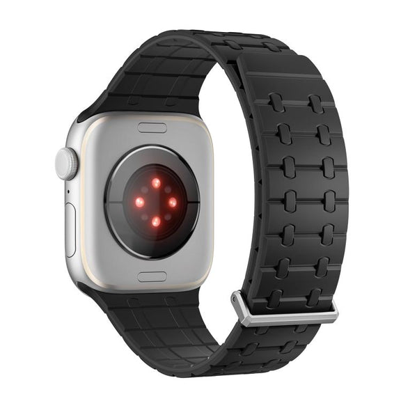 For Apple Watch 46mm / 49mm / 45mm / 44mm Kalebol Magnetic Silicone Watch Strap(Black)