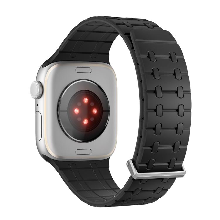 For Apple Watch 46mm / 49mm / 45mm / 44mm Kalebol Magnetic Silicone Watch Strap(Black)