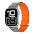 For Apple Watch 46mm / 49mm / 45mm / 44mm Kalebol Magnetic Silicone Watch Strap(Grey Orange) - free shipping - PMC TechLife - Order now!