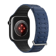 For Apple Watch 46mm / 49mm / 45mm / 44mm Kalebol Magnetic Silicone Watch Strap(Blue Black)