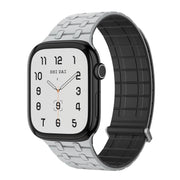 For Apple Watch 46mm / 49mm / 45mm / 44mm Kalebol Magnetic Silicone Watch Strap(Light Grey Black)