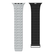 For Apple Watch 46mm / 49mm / 45mm / 44mm Kalebol Magnetic Silicone Watch Strap(Light Grey Black)