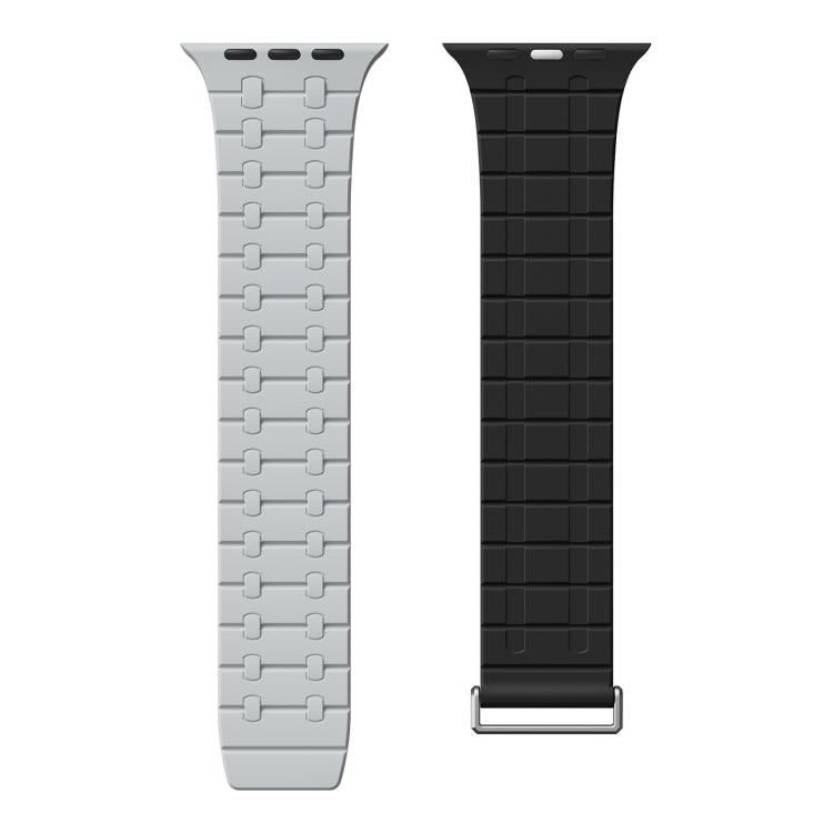For Apple Watch 46mm / 49mm / 45mm / 44mm Kalebol Magnetic Silicone Watch Strap(Light Grey Black)