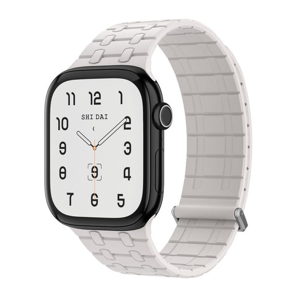 For Apple Watch 46mm / 49mm / 45mm / 44mm Kalebol Magnetic Silicone Watch Strap(Starlight)