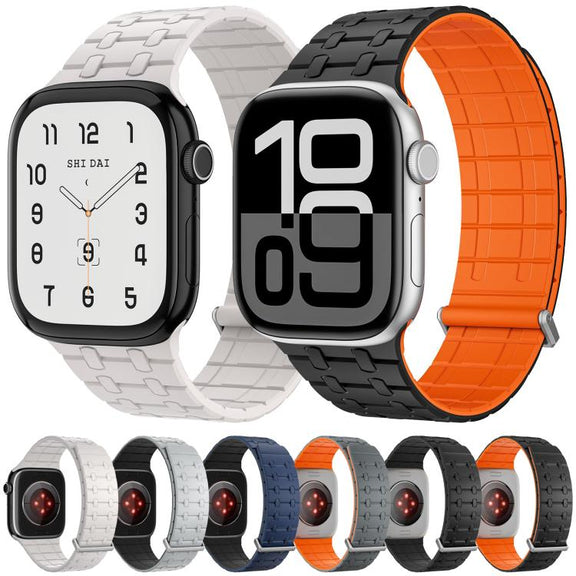 For Apple Watch 46mm / 49mm / 45mm / 44mm Kalebol Magnetic Silicone Watch Strap(Starlight)