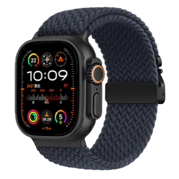 For Apple Watch 46mm / 49mm / 45mm / 44mm Kalebol Wide Umbrella Braided Strap(Midnight Blue)