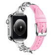 For Apple Watch 46mm / 49mm / 45mm / 44mm Metal Chain Leather Denim Watch Band(Pink) - free shipping - PMc TechLife - Order now!