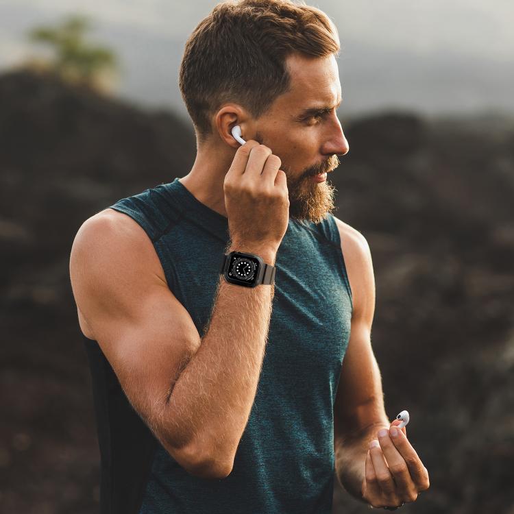 For Apple Watch 46mm / 45mm / 44mm / 42mm VIETAO Carbon Fiber Silicone Strap(Black) - Watch Bands by VIETAO | Online Shopping South Africa | PMC Jewellery | Buy Now Pay Later Mobicred