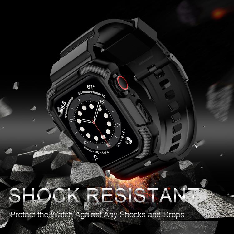 For Apple Watch 46mm / 45mm / 44mm / 42mm VIETAO Carbon Fiber Silicone Strap(Black) - Watch Bands by VIETAO | Online Shopping South Africa | PMC Jewellery | Buy Now Pay Later Mobicred
