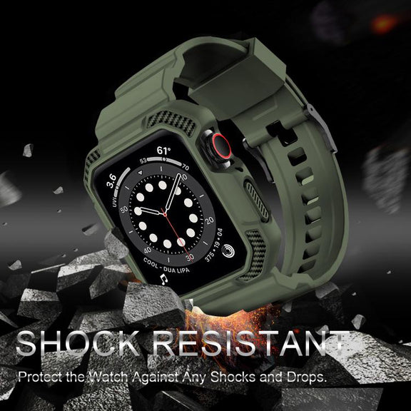 For Apple Watch 46mm / 45mm / 44mm / 42mm VIETAO Carbon Fiber Silicone Strap(Grass Green)